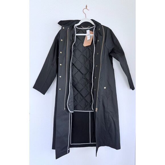 NWT J.Crew Women's Petite Long Barn Jacket in Black Waxed Cotton Twill Size XXSP - Picture 9 of 16